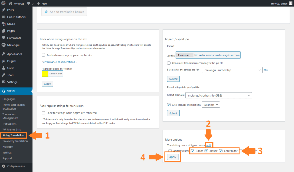 How To Translate Molongui Authorship User Profiles with WPML