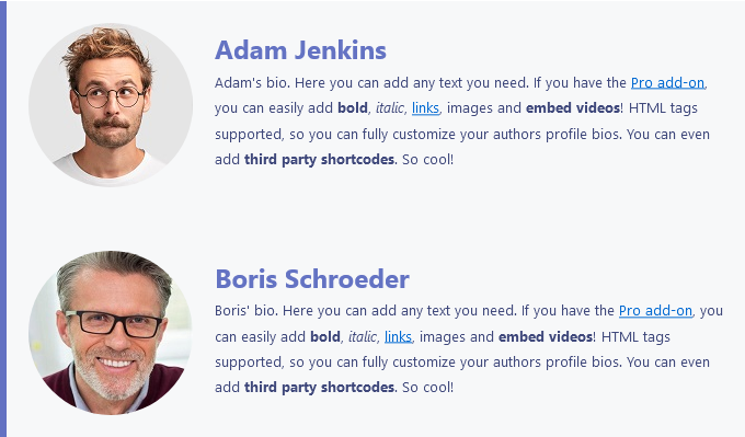 The author box is compatible with multi-authored posts