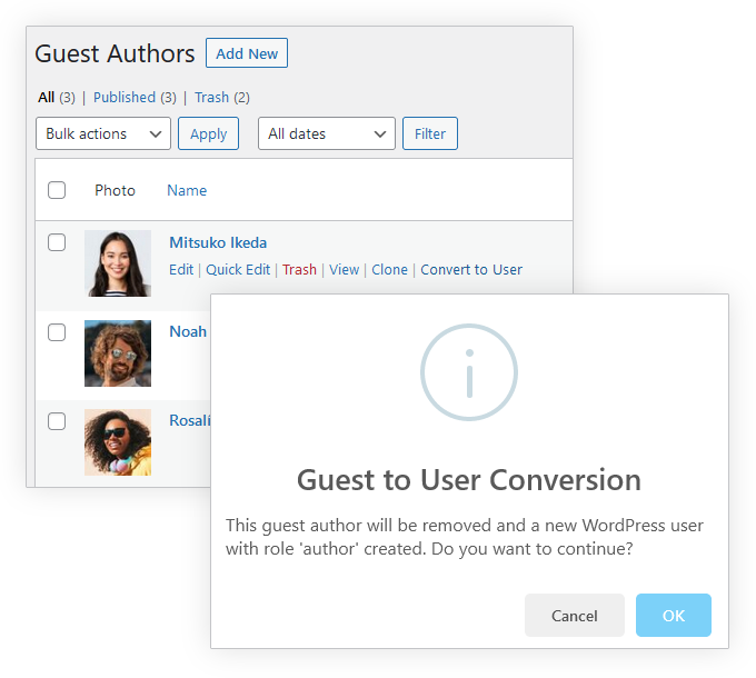 1-Click Guest Author Convert to WordPress User