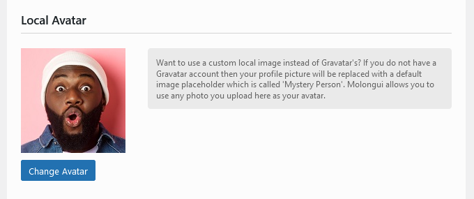 Local avatar for WP users